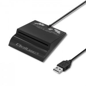 Qoltec ID karšu lasītājs, USB 2.0 + USB-C adapteris, Qoltec Intelligent Smart ID chip card reader SCR-0636, 50636, 5901878506364