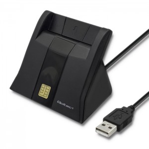 Qoltec ID karšu lasītājs, USB 2.0 + USB-C adapteris, Qoltec Smart ID chip card reader SCR-0643, 50643, 5901878506432