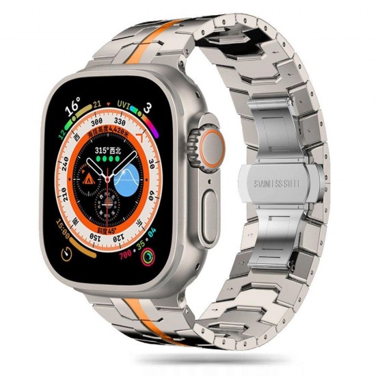 Tech-Protect nerūsējoša tērauda siksniņa priekš Apple Watch 4 / 5 / 6 / 7 / 8 / 9 / SE / Ultra 1 / 2 (42/44/45/49 mm), Titanium Orange, 5906203697311