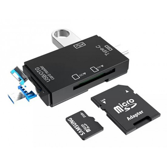 Universāls atmiņas karšu lasītājs SD, microSD, USB 3.0, USB-C, OTG, AK180B