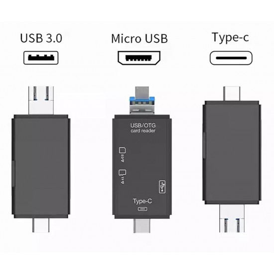 Universāls atmiņas karšu lasītājs SD, microSD, USB 3.0, USB-C, OTG, AK180B