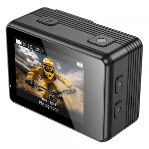 Hoco sporta kamera 4K ar ekrānu IPS 1,3" + 2", anti-shake, WiFi, melna, Hoco DV102, 6942007633352