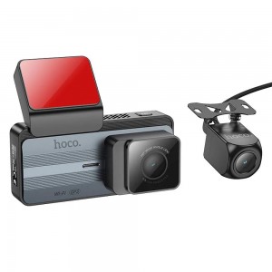 HOCO video reģistrators 2K GPS, 3,69" + atpakaļskata kamera, pelēks, HOCO DV12, 6942007640176