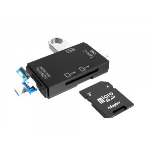 Universāls atmiņas karšu lasītājs SD, microSD, USB 3.0, USB-C, OTG, 06244