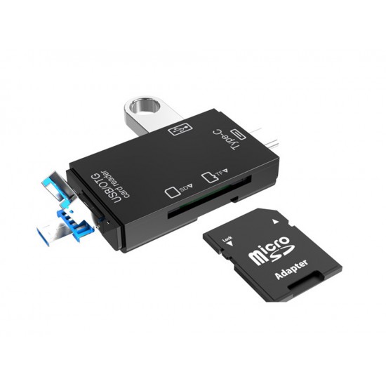 Universāls atmiņas karšu lasītājs SD, microSD, USB 3.0, USB-C, OTG, 06244