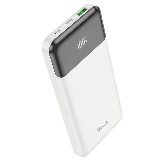 Hoco akumulators 10000mAh, PD QC3.0 3A 20W, 3A 1 x USB-A, 1x USB-C, balts, Powerbank HOCO  J102, 6931474783615