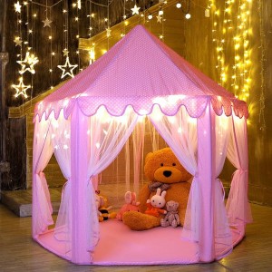 Bērnu telts 140 x 135cm, rozā, KX6708, 00006104