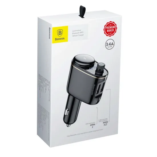 Baseus FM transmitter for car 2x USB, Bluetooth - Black