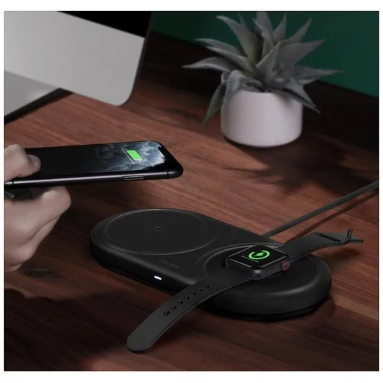 Беспроводное зарядное устройство Baseus 10 Вт для iPhone 10 Вт + Apple Watch + адаптер питания 24 Вт, черное. База WXPL-B01