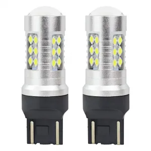 Auto LED spuldze T20 7443 W21/5W White 12V/24V, LED CANBUS 3030 24SMD, 2gab., Amio 02126