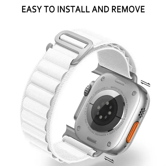 Нейлоновый браслет, ремешок для Apple Watch 42/44/45/49 дизайн 2, белый, UCH001048, 5900217978107