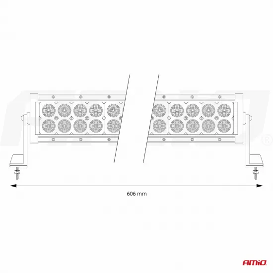 LED darba lukturis 60 cm, 9-36V, 120W, 6000-6500K, 12000lm, IP67, Amio AWL24, 02438