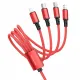 Uzlādes kabelis 4 in 1, USB uz 2 x Type C, Lightning, microUSB, 2A,1 m, Borofone BX72, sarkans, 6974443384697