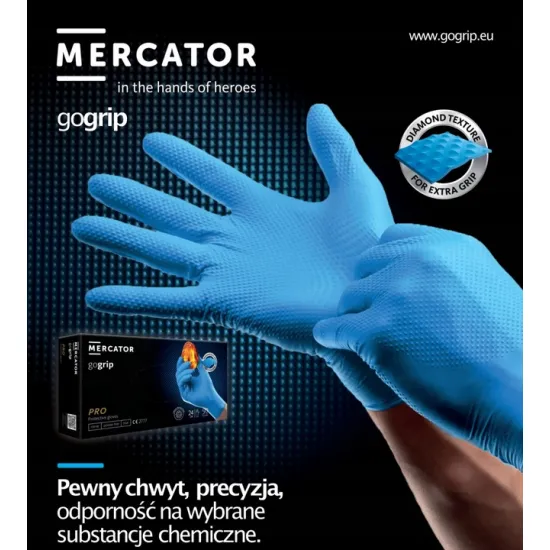 Нитриловые перчатки Mercator GoGrip размер XXL, 100 шт, без пудры, черные, Mercator Medical Nitrile MER20313, 8859185203131