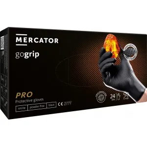 Нитриловые перчатки Mercator GoGrip размер XL, 50 шт, без пудры, черные, Mercator Medical Nitrile MER20312, 8859185203124