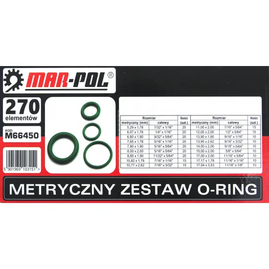 Уплотнительные кольца резиновые, 270 шт., O-rings , m66450