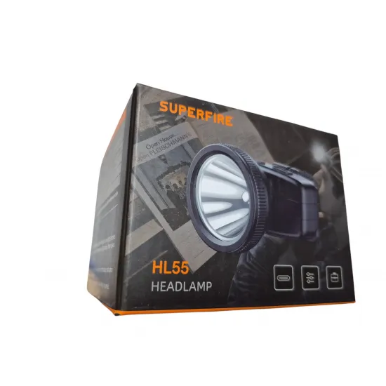Uzlādējams LED pieres lukturis SUPERFIRE HL55, 150 lm, 3 W, USB-C, IP43