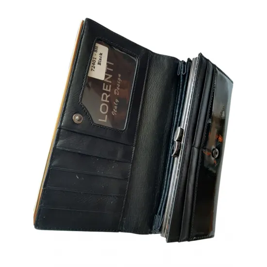 Sieviešu naudas maks, āda, Lorenti 72401-SH Black