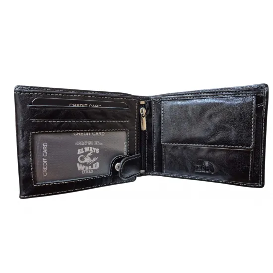 Vīriešu naudas maks, āda, RFID, Always Wild  N992-BC Black