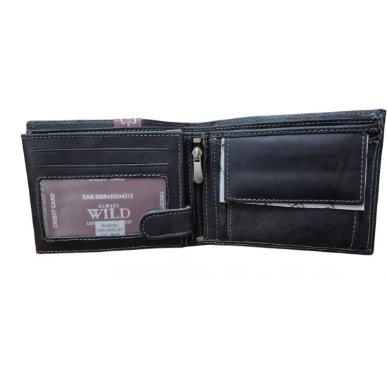 Ādas vīriešu maks Always Wild N992-MHU-NIT Black