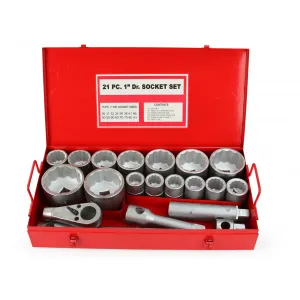 1" Muciņu komplekts 12kan.. Ключ-трещотка с головками 1", 30 - 80мм, 21 элемент, 12 - граней, М58208