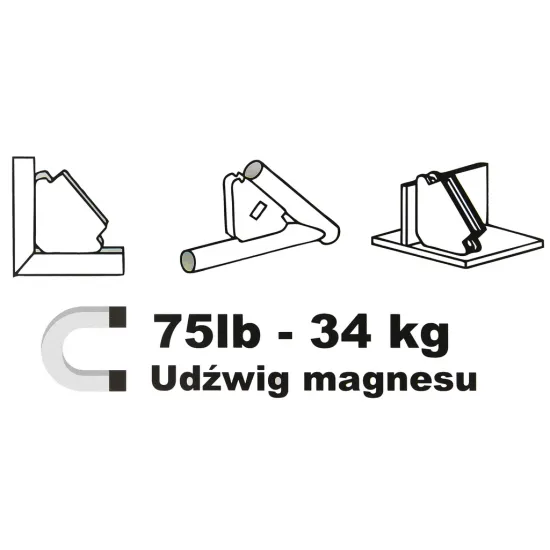 Магнит сварочный уголок 75LB 34кг, шестигранник, угол 45, 90, 135, M79417