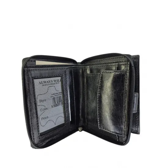 Vīriešu naudas maks, āda, Always Wild N014L-VTK-N Black