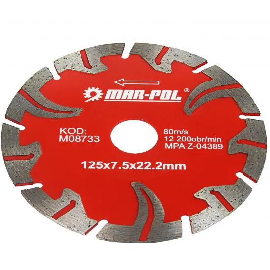 Алмазный отрезной диск 125 x 7,5 х 22,2 mm Mar-Pol Red M08733