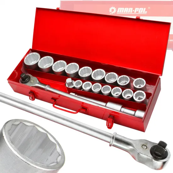 Ключ-трещотка с головками 3/4”, 19 - 50 мм, набор из 21 шт., M58250