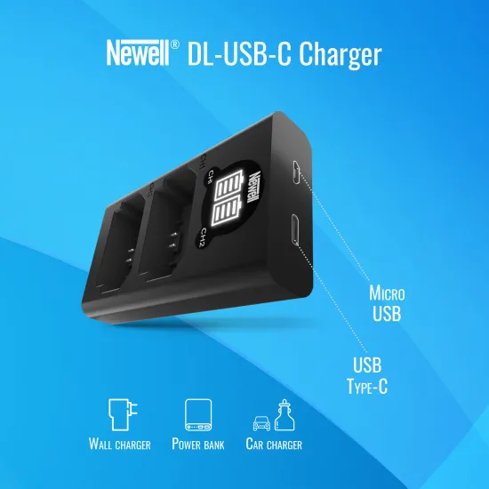 Зарядное устройство GoPro 9, LCD, USB-C, Newell DL-USB-C для двухканального зарядного устройства AHDBT-901 Gopro 9, 5907489642088