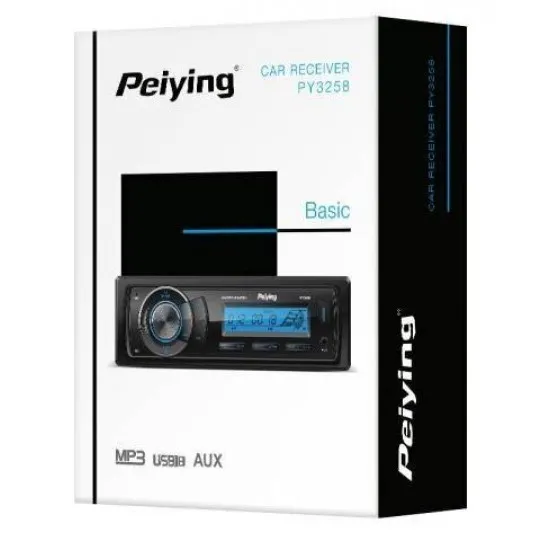 Автомагнитола MP3, Bluetooth, AUX, 2x RCA, USB, EQ, 1 DIN, PEIYING PY3258