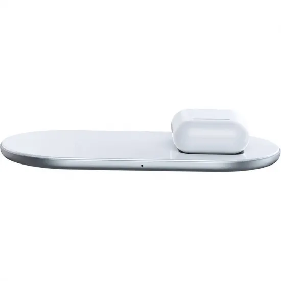 Baseus bezvadu lādētajs 15W 2in1, iPhone, AirPods, max 15W, balts, Baseus Simple 2in1 Wireless Qi Charger WXJK-02
