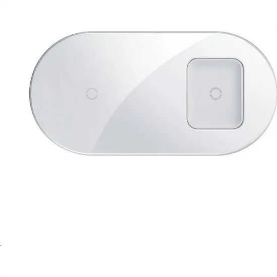 Baseus bezvadu lādētajs 15W 2in1, iPhone, AirPods, max 15W, balts, Baseus Simple 2in1 Wireless Qi Charger WXJK-02