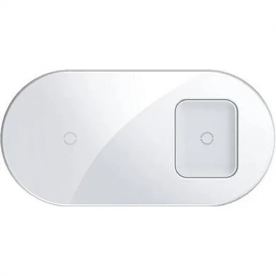 Baseus bezvadu lādētajs 15W 2in1, iPhone, AirPods, max 15W, balts, Baseus Simple 2in1 Wireless Qi Charger WXJK-02