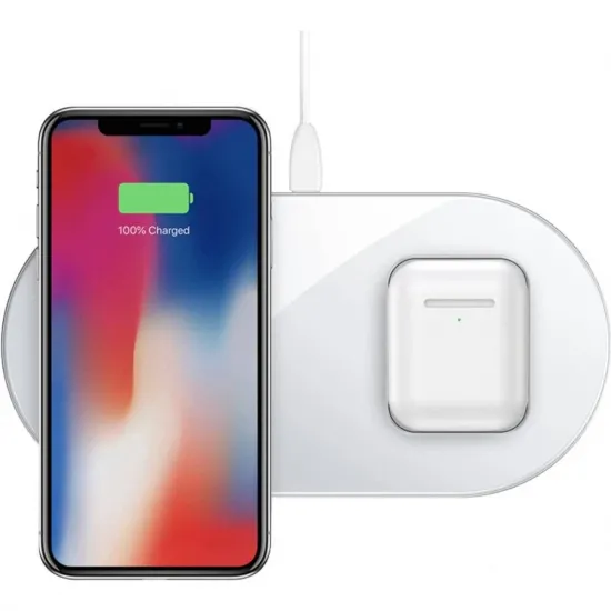 Baseus bezvadu lādētajs 15W 2in1, iPhone, AirPods, max 15W, balts, Baseus Simple 2in1 Wireless Qi Charger WXJK-02