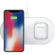 Baseus bezvadu lādētajs 15W 2in1, iPhone, AirPods, max 15W, balts, Baseus Simple 2in1 Wireless Qi Charger WXJK-02