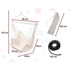 Гамак, бразильский стул, с подушками, 100кг, дерево, KX6485