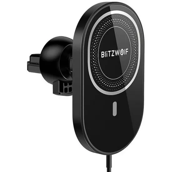 BlitzWolf automašīnas telefona turētājs ar bezvadu uzlādi Qi 15W, BlitzWolf BW-CW4, 5907489608251
