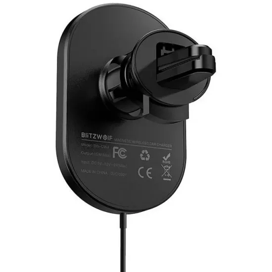 BlitzWolf automašīnas telefona turētājs ar bezvadu uzlādi Qi 15W, BlitzWolf BW-CW4, 5907489608251