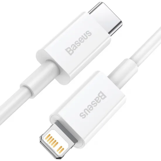 Baseus datu - uzlādes kabelis USB-C uz Lightning, 20W, PD, 1,5m, Basesus CATLYS-B02, balts, 6953156205345