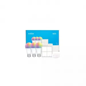 Умная светодиодная лампа BroadLink x 3 шт. + коммутатор + smart hub, набор, BroadLink BLE SKE27 Smart Home Starter Kit