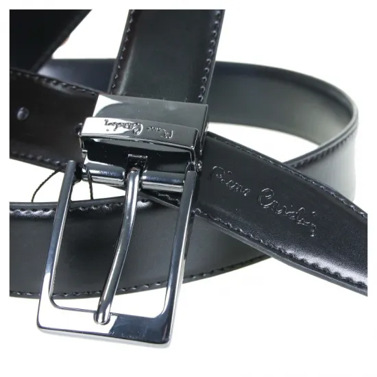 Vīriešu josta, āda, 120cm, Pierre Cardin FWJX5 DOUBLE, melns, zils