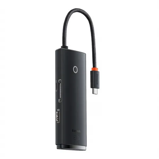 USB-C HUB разветвитель 6 в 1, USB-C на 2x USB 3.0 + USB-C + HDMI + SD/TF, серия Baseus Lite WKQX050001, черный