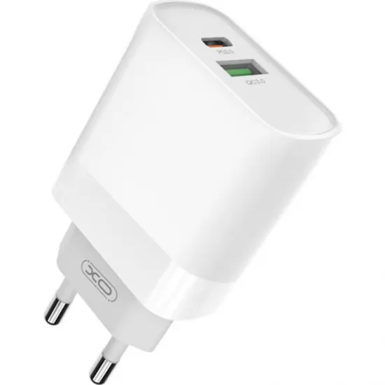 XO iPhone lādētājs 18W + kabelis USB-C uz Lightning, QC3.0, PD, XO L64, balts, 6920680872442