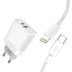XO iPhone lādētājs 18W + kabelis USB-C uz Lightning, QC3.0, PD, XO L64, balts, 6920680872442