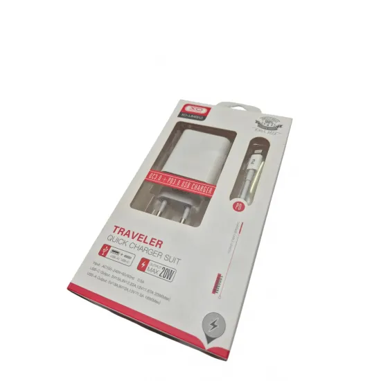 XO iPhone lādētājs 18W + kabelis USB-C uz Lightning, QC3.0, PD, XO L64, balts, 6920680872442
