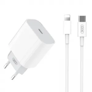 XO iPhone lādētājs 20W + kabeli Lightning 1m, 1 x USB-C, XO L77, balts
