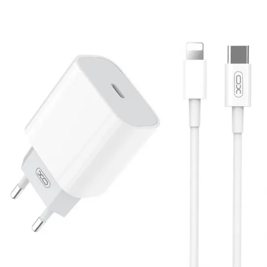 XO iPhone lādētājs 20W + kabeli Lightning 1m, 1 x USB-C, XO L77, balts