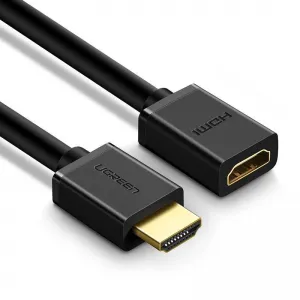 Ugreen HDMI kabelis vīriešu uz HDMI sieviešu, FullHD, 3D, 0.5m, UGREEN HD107, 10140, melns