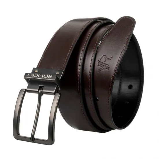 Vīriešu josta, āda, 115cm, ROVICKY RPM-14D-115-PUM / 8698, divpusēja - brūns / melns, 5903051088698